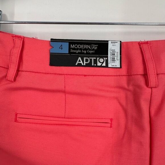 NWT‎ Apt. 9 Modern Fit Straight-Leg Capris Cropped Sunkissed Coral Size 4 - Picture 5 of 10